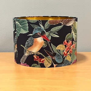 Victorian Black Bird Lampshade - Elegant Home Decor