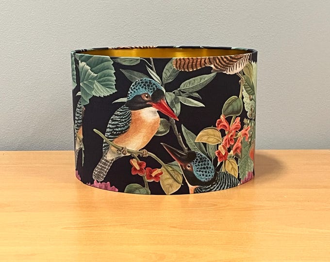 Victorian Black Bird Lampshade - Elegant Home Decor