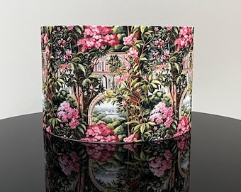 Pink Flower Garden Lampshade - Mystical Home Decor - Handcrafted Lampshade - Lampshade For Table Lamp or Pendant