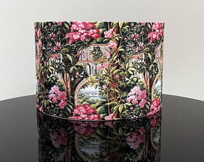 Pink Flower Garden Lampshade - Mystical Home Decor - Handcrafted Lampshade - Lampshade For Table Lamp or Pendant