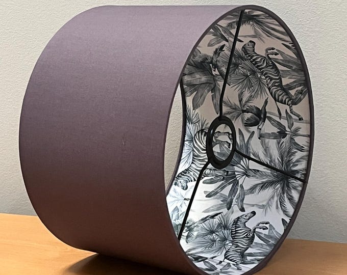 Unique Double-Sided Gray-Purple Zebra Lampshade