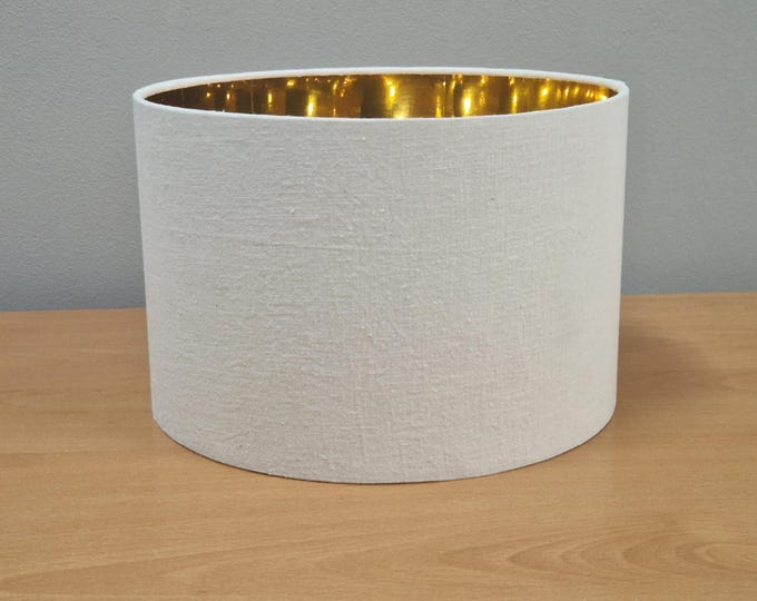 Classic, Natural Elegant Lampshade - Cream Linen Exterior & Luxe Gold Interior