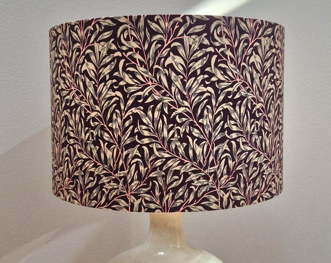 Elegant Purple Lampshade with William Morris Style Willow Bough Design