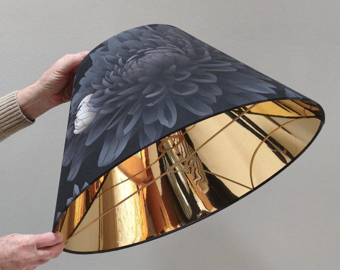 Chic Black Gold Coolie Chrysanthemum Lampshade | Elegant Timeless Design