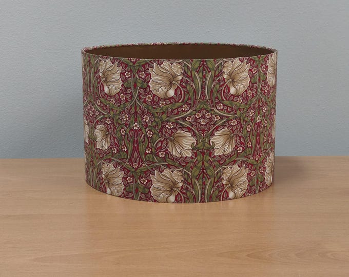 William Morris Style Lampshade in Red and Gold - Chic Home Lighting Accent