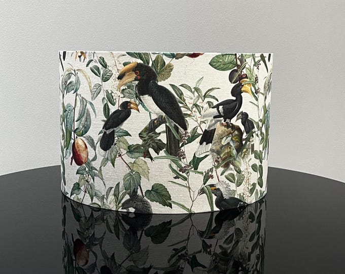LAMPARiOMA handcrafted bird themed lampshade - nature inspired lighting - lampshade for table lamp or pendant