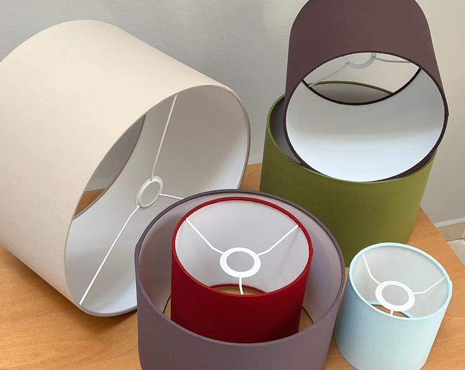 Handmade Drum Unicolor Lampshade - Poplin Cotton, 70 Colors