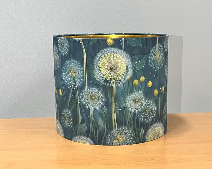 Handcrafted Dandelion Lampshade with Green Background | Nature-Inspired Home Decor