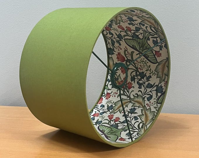 Handcrafted Double-Sided Lampshade with Butterfly Fabric - William Morris Style