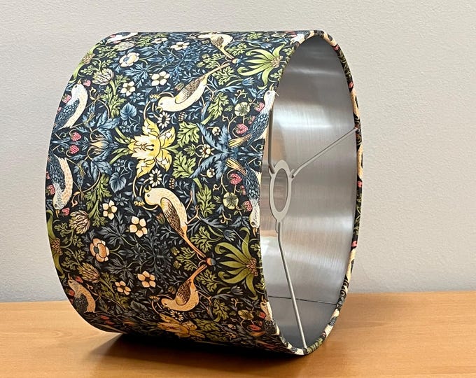 Handmade Lampshade featuring William Morris Strawberry Thief Pattern