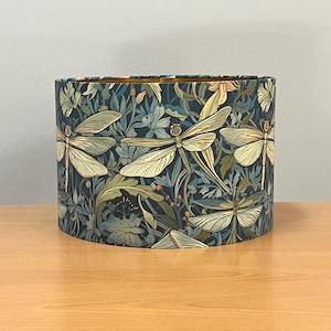 Art Nouveau Dragonfly Lampshade in Green & Yellow by William Morris