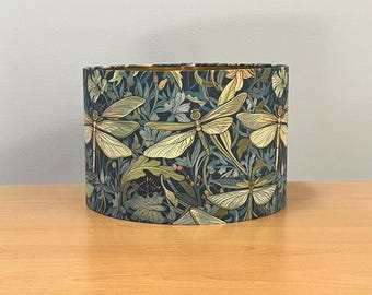 Art Nouveau Dragonfly Lampshade in Green & Yellow by William Morris