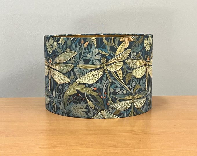 Art Nouveau Dragonfly Lampshade in Green & Yellow by William Morris