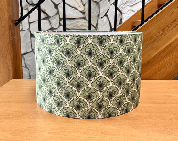 Art Deco Lampshade - Stunning Green Floral Waves Design