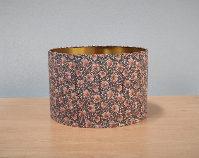 Handmade William Morris Inspired Red Rose Pimpernel Lampshade with Gold Lining