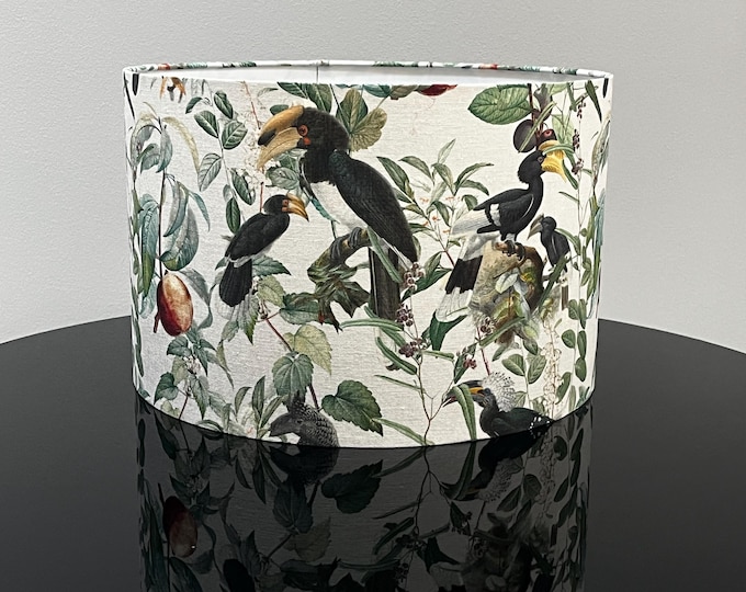 LAMPARiOMA handcrafted bird themed lampshade - nature inspired lighting - lampshade for table lamp or pendant