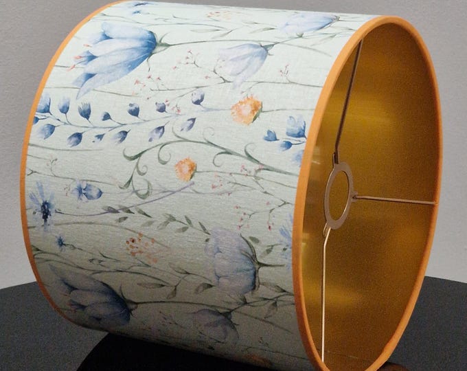 Handmade Lampshade with Beautiful Flower Pattern and Orange Trim for a Chic Home Decor - Available  as a table lamp or pendant