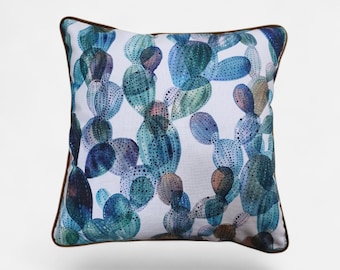 Abstract Cactus Pillowcase | Velvet Back & Stylish Piping