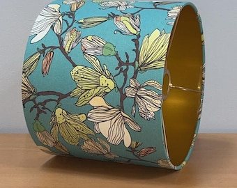 Handcrafted Floral Lampshade: Turquoise Accent Lamp or Pendant Light