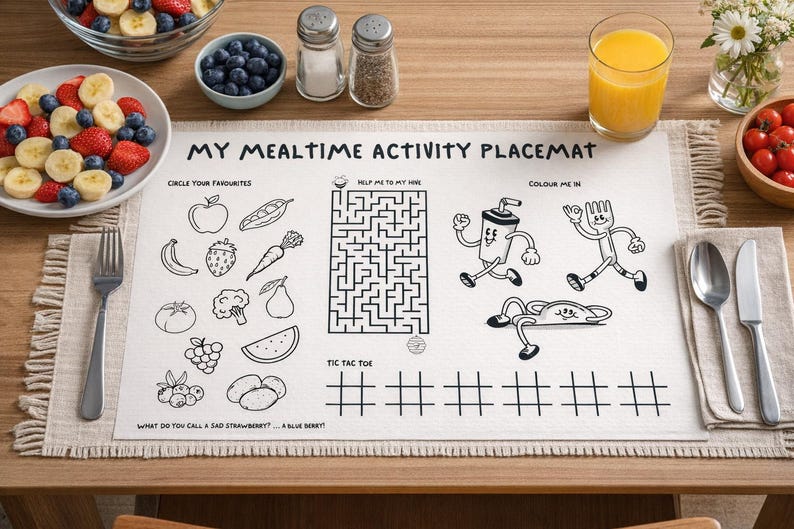 Printable Kids Activity Placemat - ADHD & Autism - Screen-free Mealtime ...
