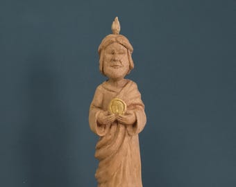 Hand Carved Saint Jude Thaddeus Wood Sculpture- Catholic Devotional Art- Handmade in Puerto Rico