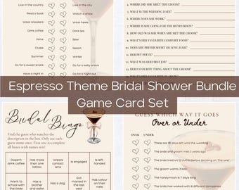 Espresso Martini Bridal Shower Games: Printable Card Bundle (4x6 inch PDF & JPEG Files)