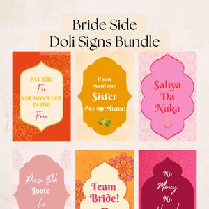 Letreros para puerta Doli de boda india con temática rosa (lado de la novia)