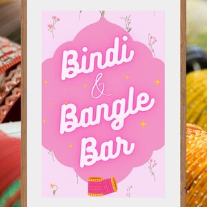 Bindi & Bangle Barskylt: Färgglad indisk bröllopsdekorationsskylt för visning