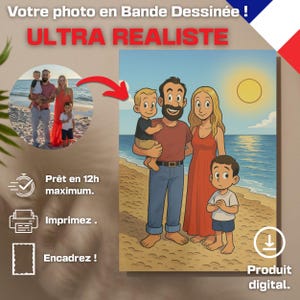 Portrait personnalisé style cartoon – South Park, Simpsons, Pixar, BD , Téléchargement numérique.
