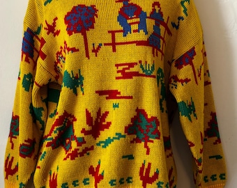 Yellow Western Farm pullover sweater