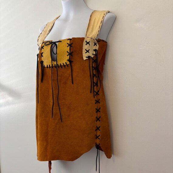 Handmade leather patchwork tunic top - image 2