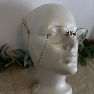Antique Pince Nez eyeglasses with attached chain and hair pin