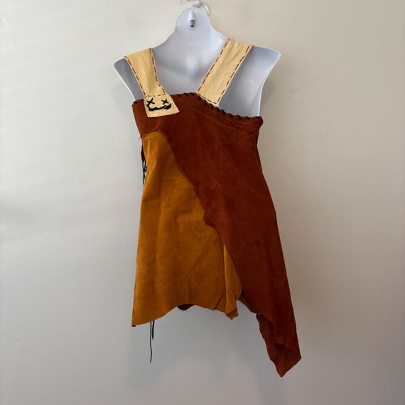 Handmade leather patchwork tunic top - image 3