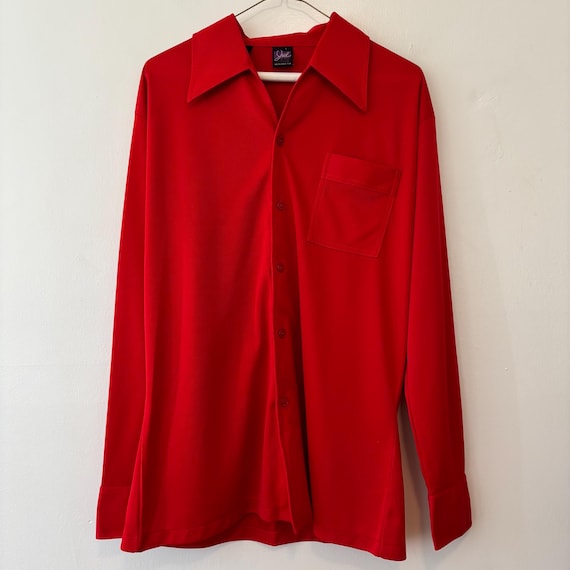 Joel Cal Made solid red pointed collar button fro… - image 1