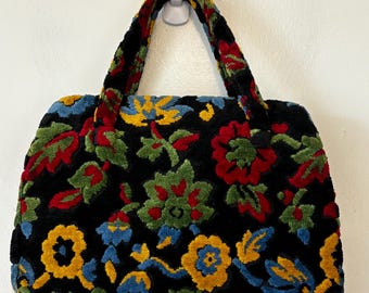 Julius Resnick Chenille Tapestry Carpetbag purse floral