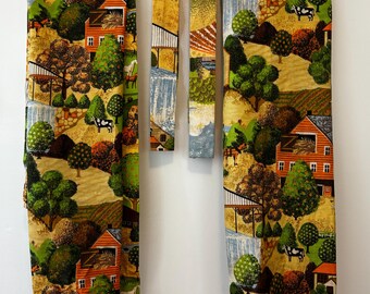 Country Farm curtain set with ties