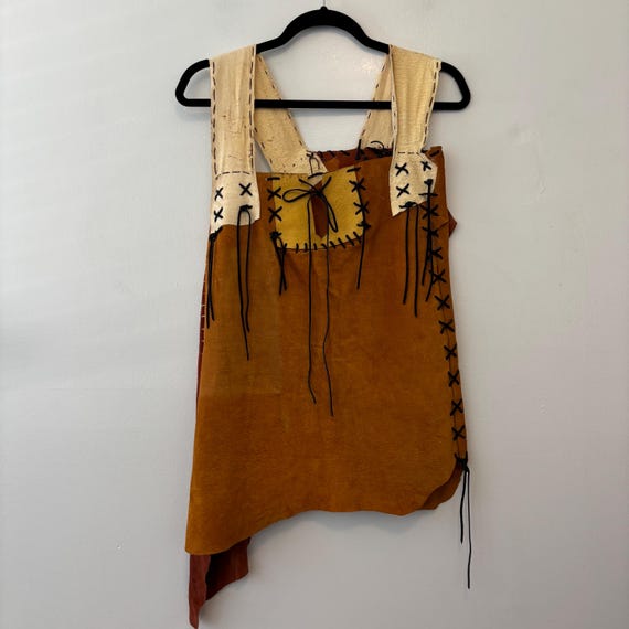 Handmade leather patchwork tunic top - image 4