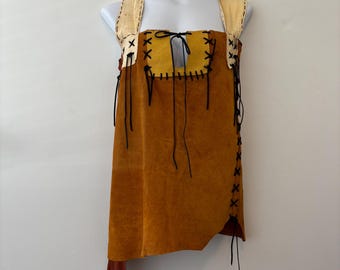 Handmade leather patchwork tunic top
