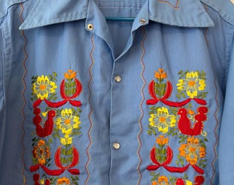 Sanforized Cotton Shirt jacket made in Mexico embroidered pearl snap