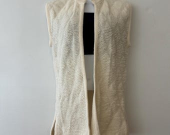 Open Front cardigan sweater diamond pattern ivory