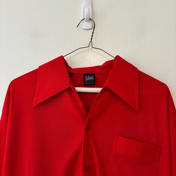 Joel Cal Made solid red pointed collar button fro… - image 2