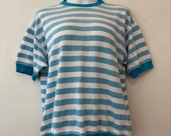 Levi’s San Francisco turquoise and white striped pullover top