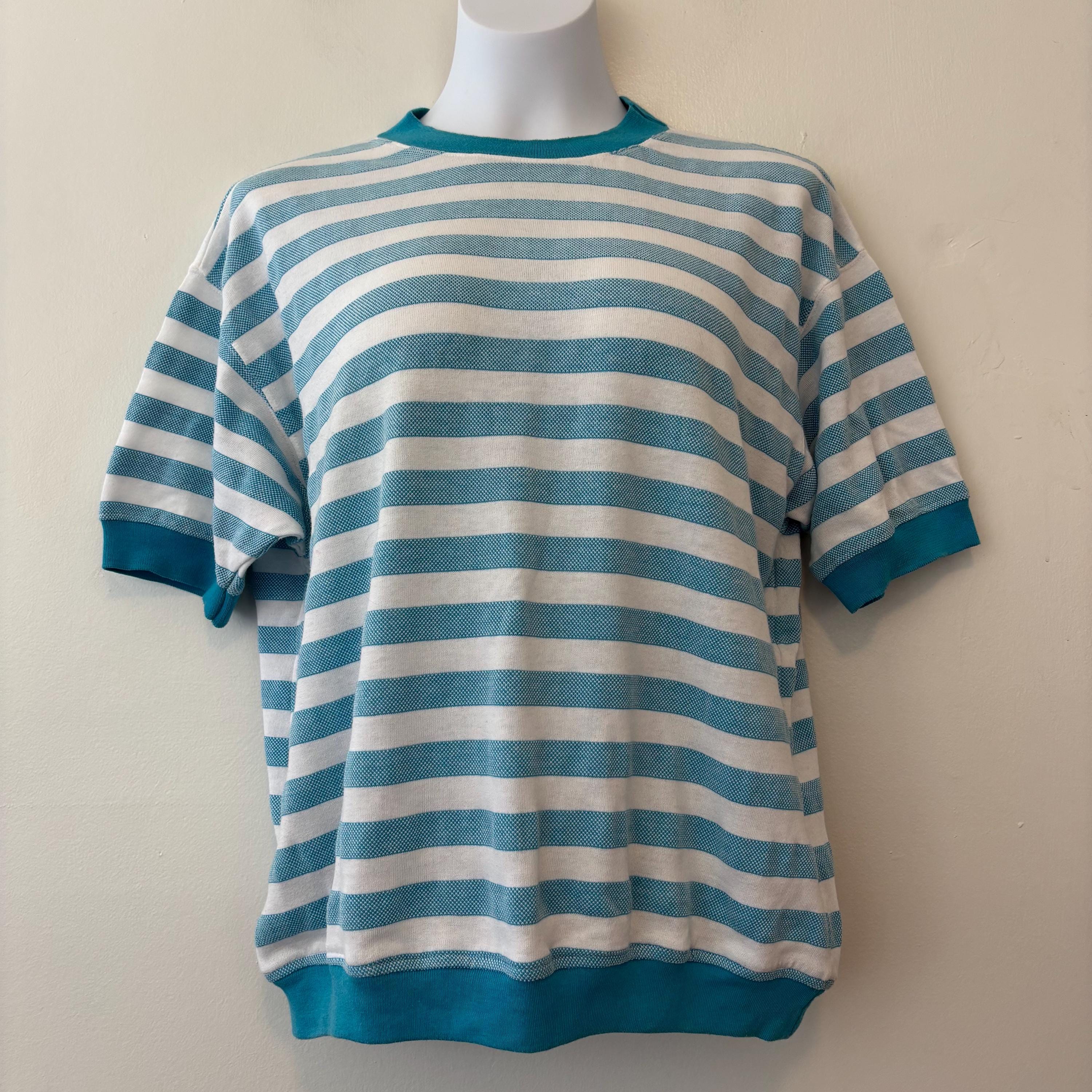 Levi's San Francisco Turquoise and White Striped Pullover Top