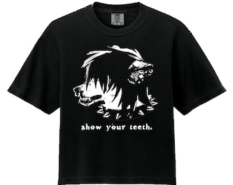 Emo Dog Crop Boxy Shirt - Show Your Teeth