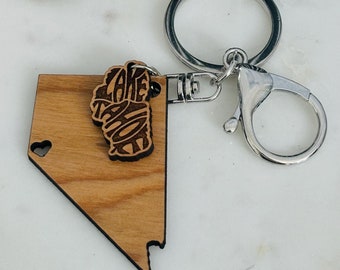 Reno Nevada Keychain with Lake Tahoe Charm