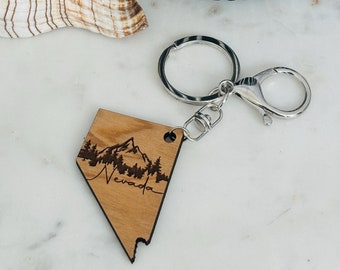 Nevada Keychain - Sierra Nevada Mountains - Home Means Nevada - Mountain Landscape