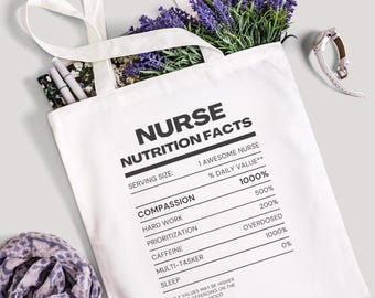 Gifts for Nurse Nutritional Facts Label Canvas Tote Bag