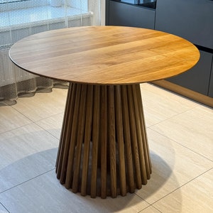 Dinning Table ERIC from Solid Wood, Diameter from 100 to 120 cm, Natural Ash Wood, Wooden Oak Kitchen Table, Round Dinning Table from Wood