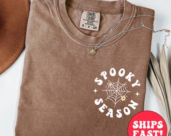 Camiseta fantasma espeluznante de Comfort Colors: camiseta gráfica de otoño para Halloween