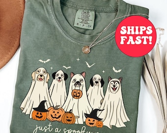 Comfort Colors Halloween Dog T-Shirt: Spooky Paw Retro Tee